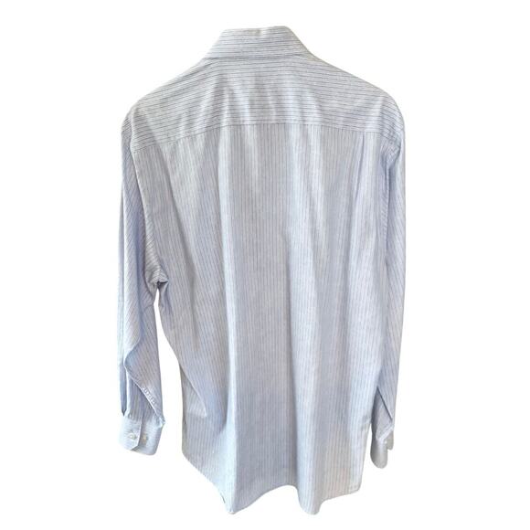 Johnson & Murphy Tailored Fit Mens Dress Shirt Light Blue Striped Floral Sz L - Picture 6 of 10